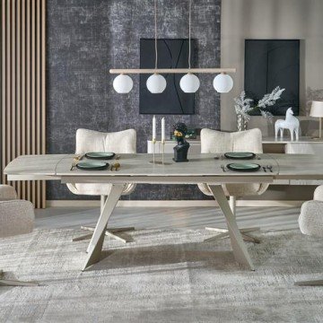 Фото2.Розкладний стіл ARMANI, стільниця - травертин, ніжки - кашемір (2 шт. = 1 шт.)